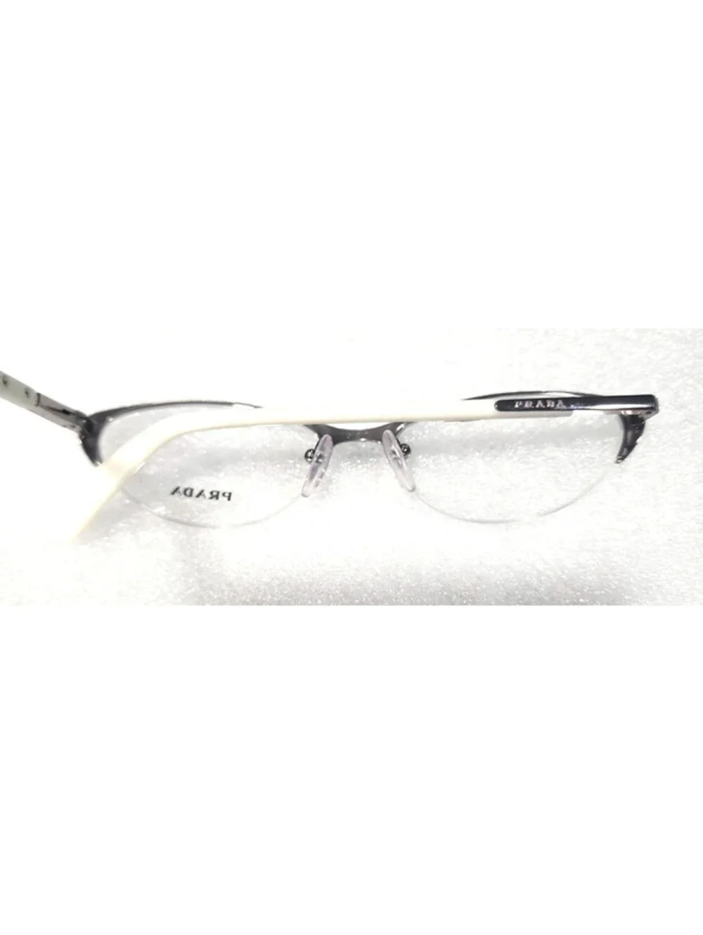 PRADA VPR54P LAR 101 Sm White Oval Cat Eyes Eyeglasses 51-17 135 Box Case